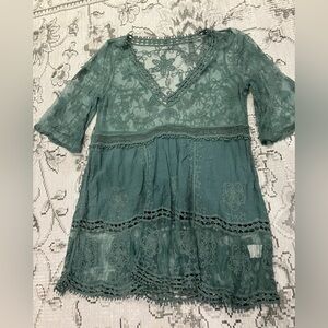 Teal Lace Swim Coverup